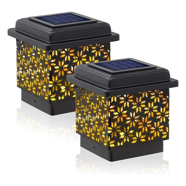 Lampe Solaire Extérieur Jardin - Lumière Chapeau de Poteau LED Blanc Chaud Étanche - Lot de 2