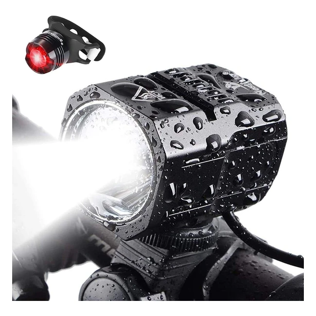 Luci per Bicicletta LED Ricaricabili USB 1200 Lumen - Impermeabili IP65