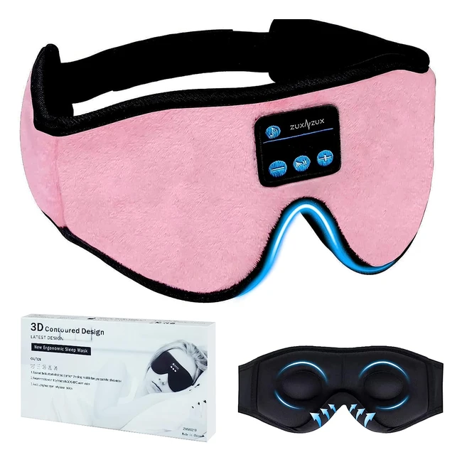 Masque de sommeil Bluetooth 3D Zuxnzux - Confortable et durable - Idéal pour dormir, faire la sieste, voyager, yoga, méditation - Rose