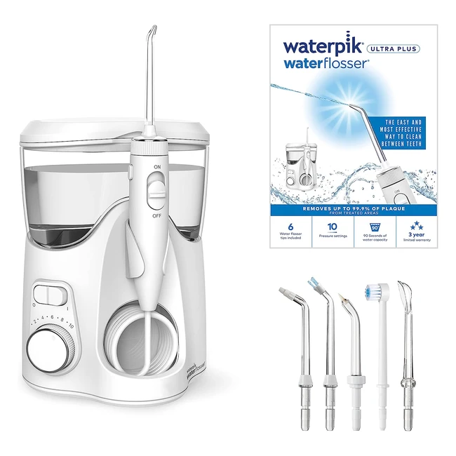 Waterpik Ultra Plus Water Flosser - Advanced Plaque Removal - 5 Tips - 10 Settings