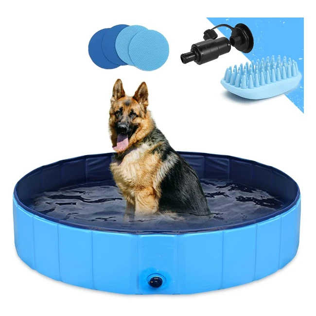 GoStock Dog Pool - Portable PVC Dog Bath for Large Dogs - 48x12 - Bonus Pet Bath Brush