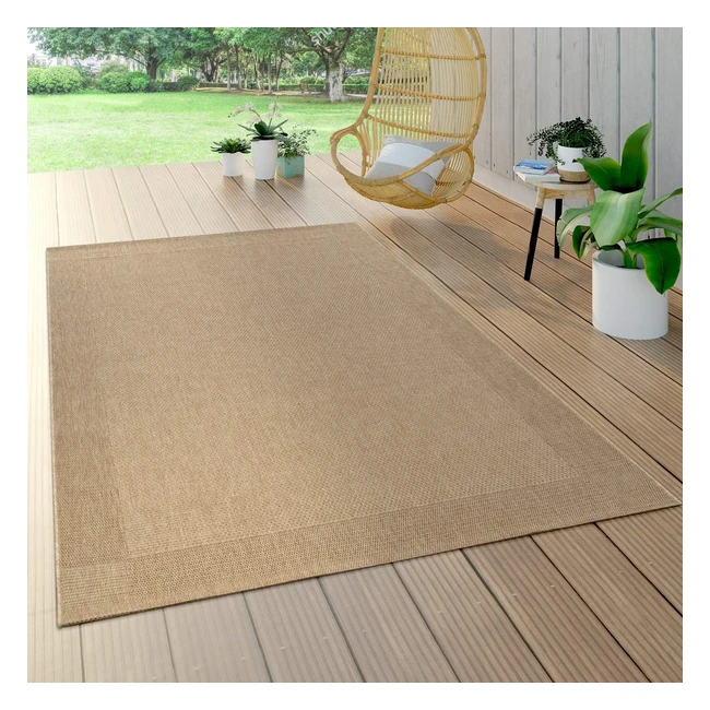 Tapis Paco Home Intérieur/Extérieur - Tissage Plat - Aspect Sisal - Look Naturel - Uni Beige - 120x170 cm