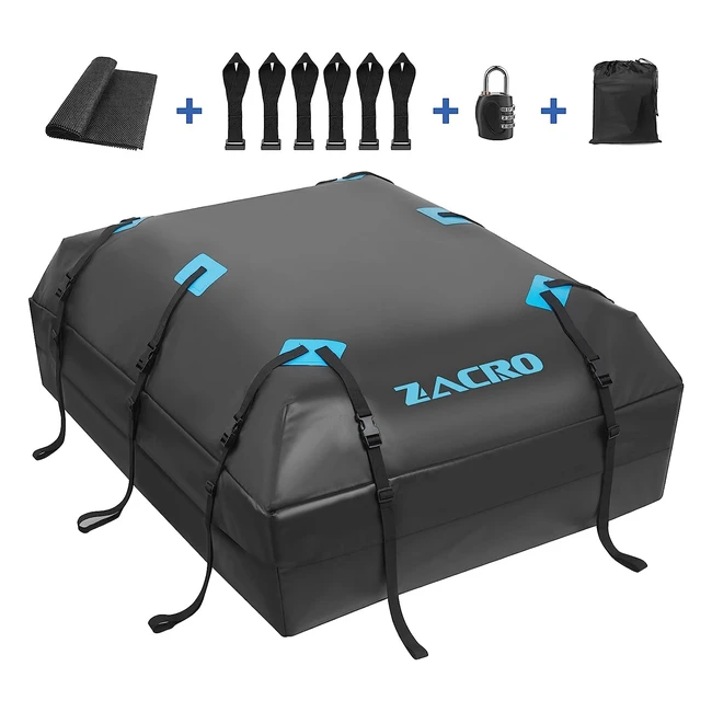 Zacro Car Roof Bag Waterproof 20 Cubic Feet Roof Box with Antislip Mat & Luggage Lock - Ample Storage Space