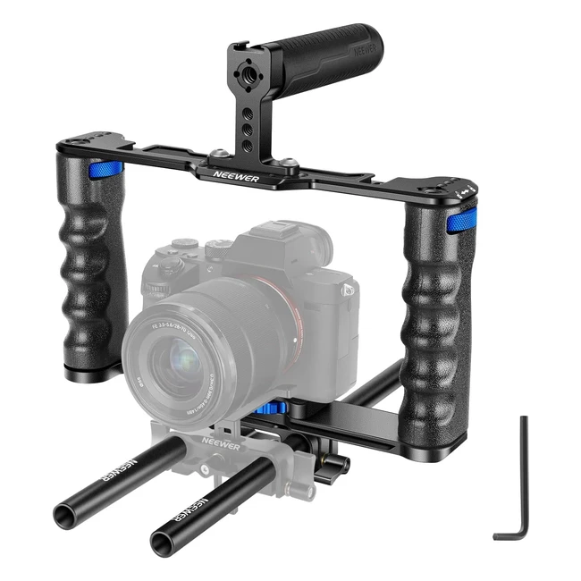 Neewer Camera Cage Filmmaking Rig for Sony A7S III, Canon EOS R5, and More - VS107 Blue