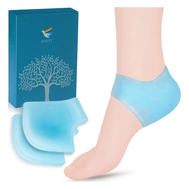 MHSY Silicone Heel Sleeves - Gel Heel Protectors for Pain Relief - Plantar Fasciitis, Achilles Tendonitis, Cracked Heels - Women and Men