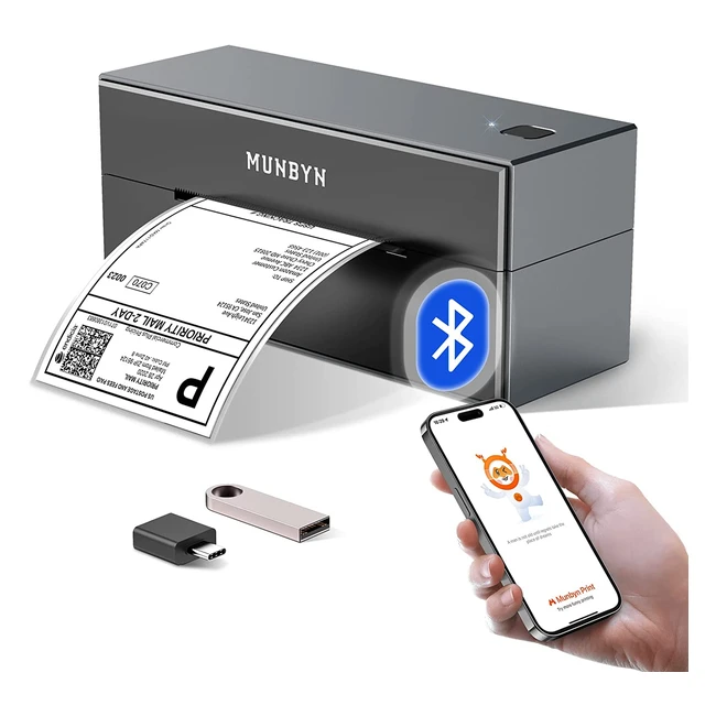 Imprimante étiquette thermique Bluetooth 4x6 Munbyn - Vitesse d'impression 150mms - Colissimo UPS Amazon Shopify