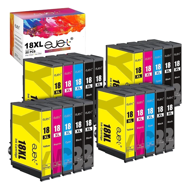 ejet Compatible 18XL Ink Cartridges for Epson 18 XL - XP322 XP215 XP205 XP225 XP305 XP325 XP422 XP405 XP415 XP425