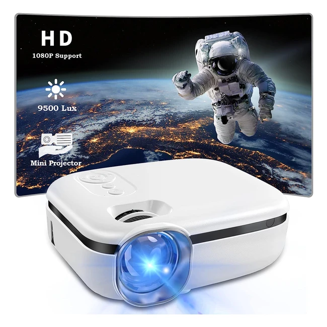 Mini projecteur portable 9500 lumens, home cinéma, 1080p, HDMI, USB, VGA, AV