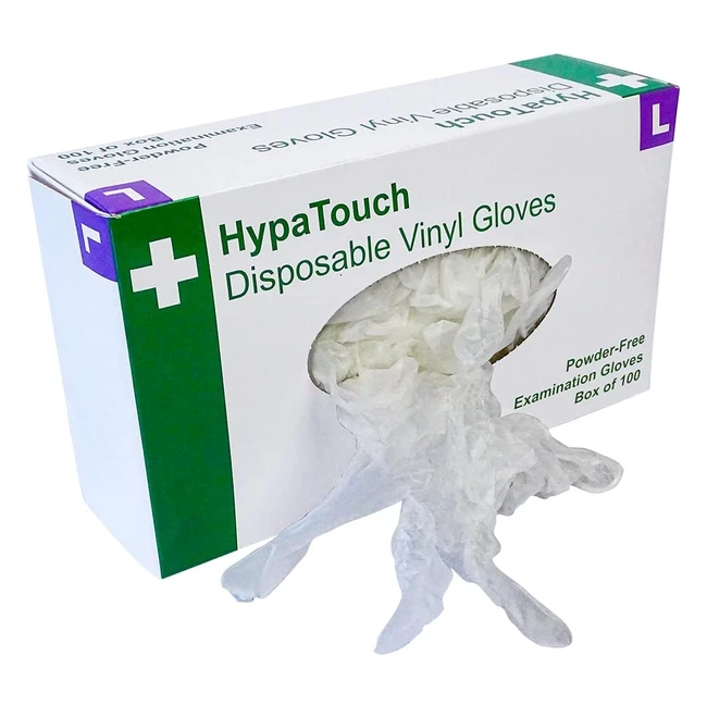 Hypatouch Powderfree Vinyl Gloves - Medical Grade AQL 15 - Large - Pack of 10