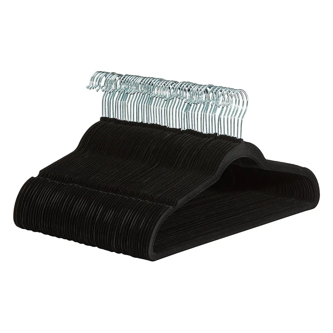 Amazon Basics Slim Velvet Nonslip Suit Hangers - Pack of 50 - Black