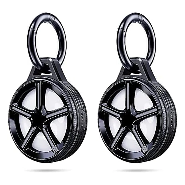 Ztotops 2-Pack Airtag Case with Keyring  Comprehensive Protection  Wheel Style