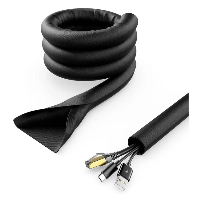 deleycon Conducto para Cables 30m Cierre Automático Gestión de Cables Protección Funda Nailon Negro