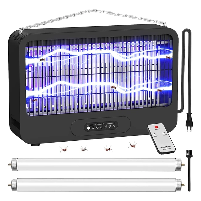 Lampada Antizanzara Elettrica Esterno/Interno 20W - 3500V | Luce UV, Griglia Doppia, Timer 214h, Telecomando | Nero