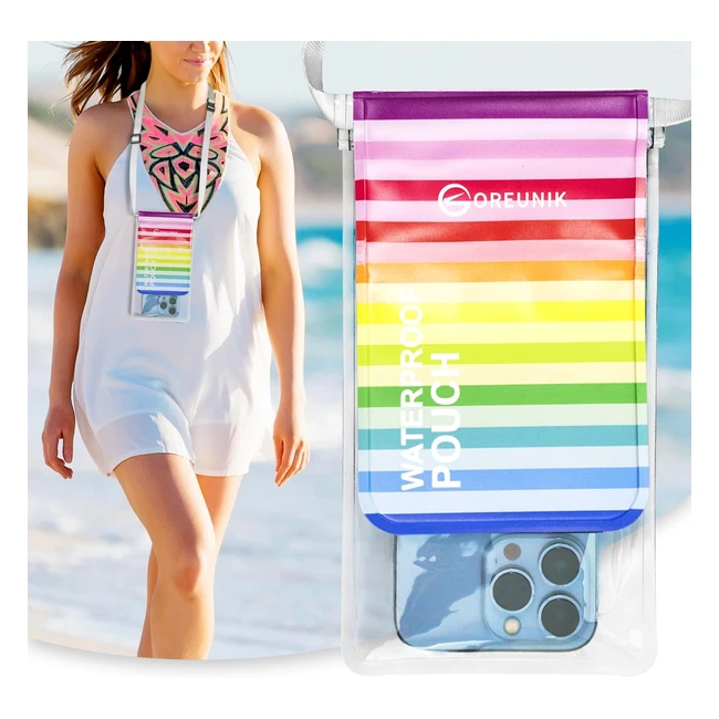 Waterproof Phone Pouch - Oreunik Rainbow Case for iPhone 141312 Pro Max, Samsung Galaxy S22S20 Ultra S11S10 - Up to 82 inches - 2 Layer Design