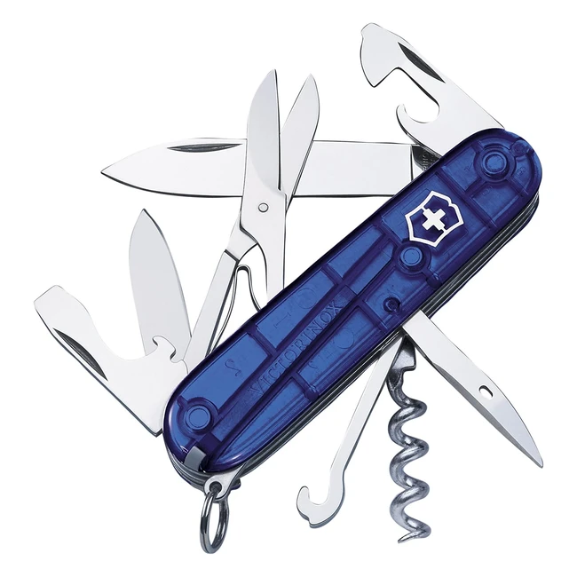 Navaja Victorinox Climber Azul Transparente - Ref. 13703T2 - Tijeras, Gancho Multiusos