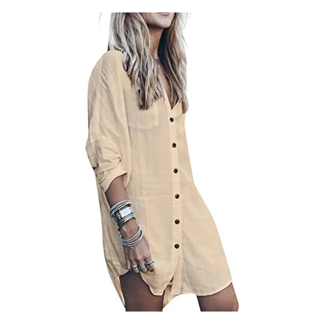 Blusa mujer playa voqeen largo con botones - Verano