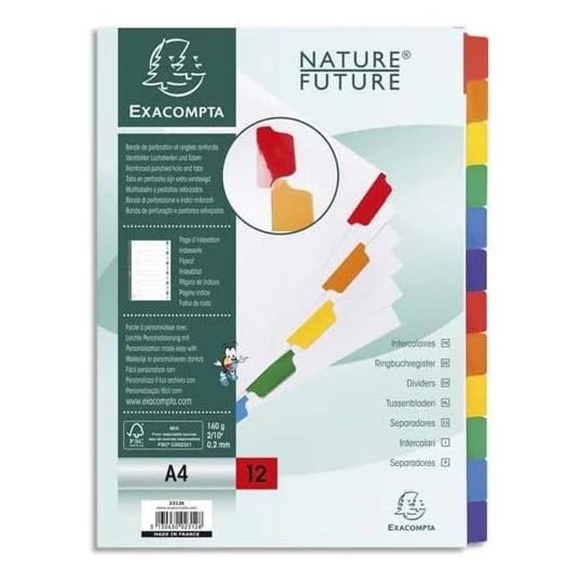 Separador Exacompta Cartulina Juego de 12 - Ref. 948232 - Multitaladro Blanco