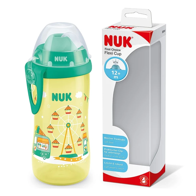 NUK First Choice Flexi Cup Trinkflasche 300 ml Ferris Wheel Gelb