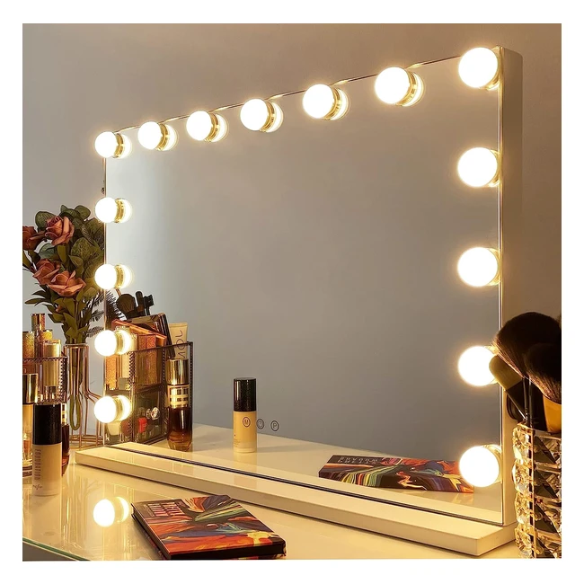 Wayking Miroir Hollywood avec Lumière LED - Commande Tactile - 15 Lumières LED - Blanc