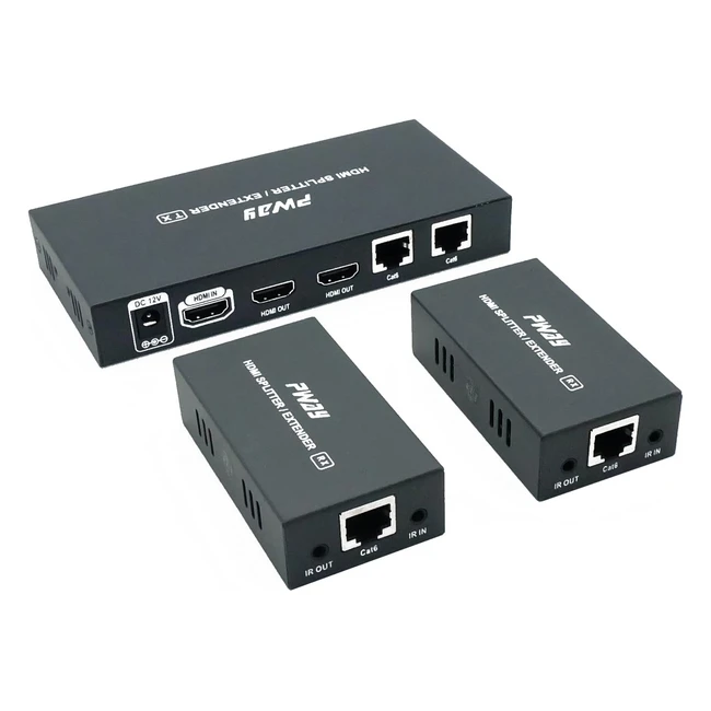Splitter HDMI PWAY PWHTS0102IRPOC 1x2 Extender Cat6 Ethernet 60m 1080p IR Controllo