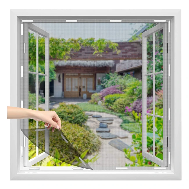 Magnetic Window Screen - Wothfav DIY Fly Screen 150x150cm - Keep Bugs Out - Adjustable Size - Grey