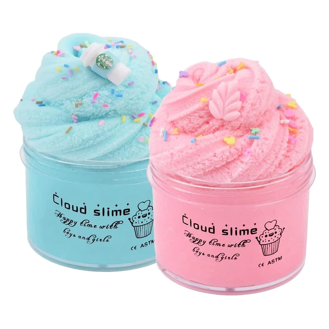 2 Pack Cloud Slime Kit - Blue and Pink - Stress Relief Toys - Educational - DIY Toy - Birthday Gift