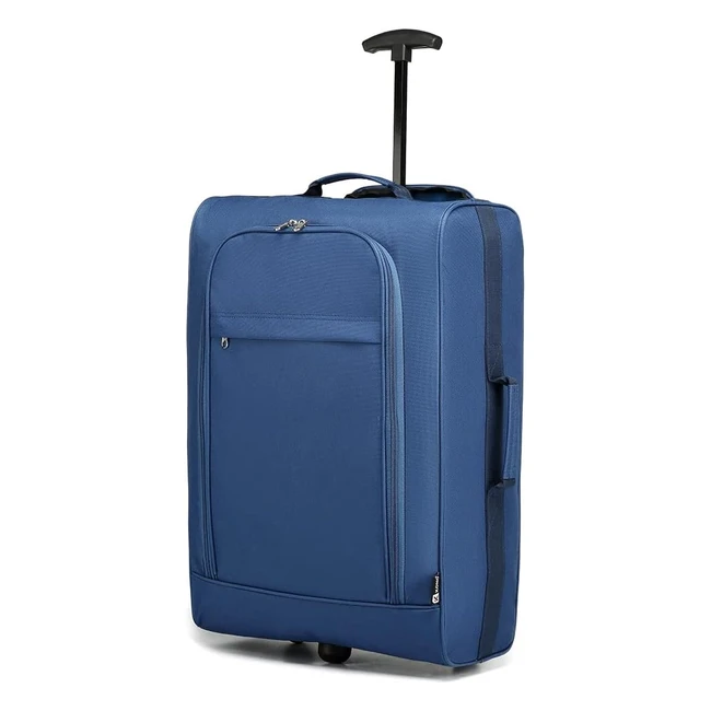 Kono Double Wheel Cabin Approved Trolley Bag - Lightweight, Soft Shell Hand Luggage - Navy