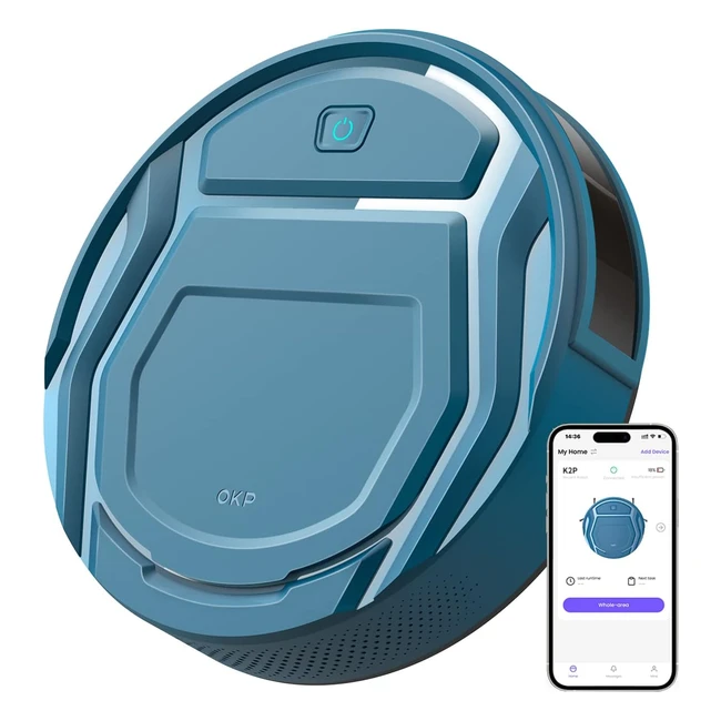 OKP K2P Robot Vacuum Cleaner - Strong Suction, Self Charging, 150 Mins Runtime