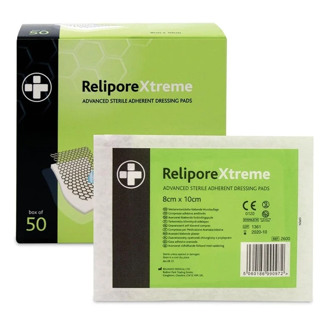 Reliance Medical Sterile Relipore Xtreme Adhesive Dressing Pads - Box of 50