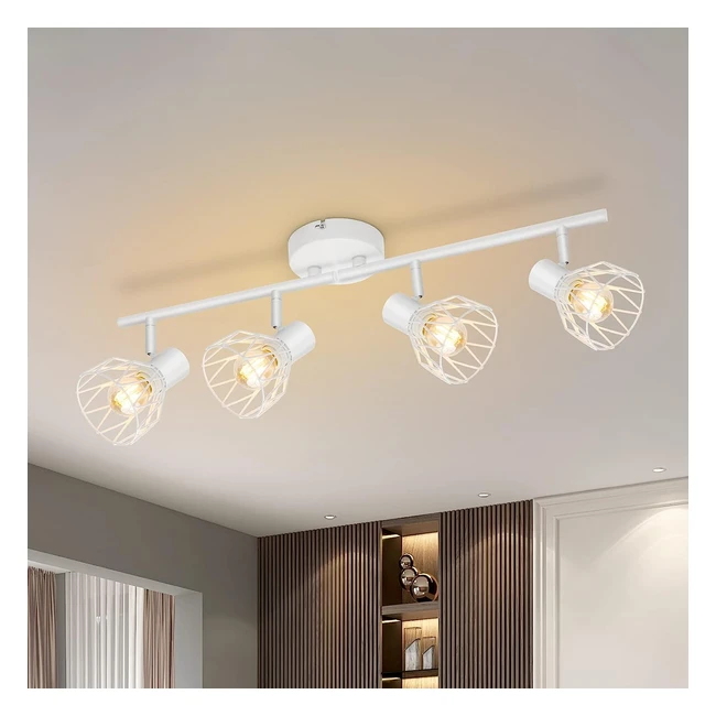 Kimjo Luminaire Spot Plafond Orientable 4 Plafonnier LED Spot Muraux Blanc