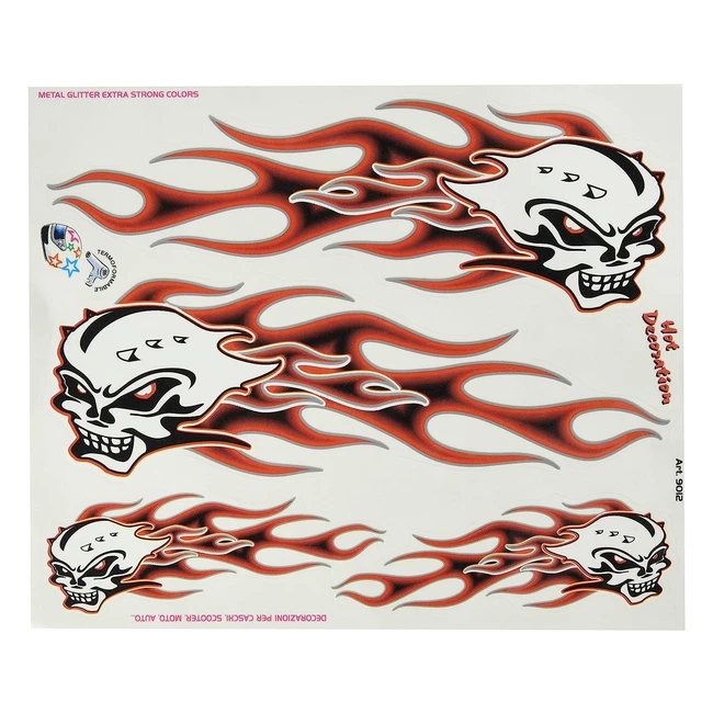 Adhesivos Calavera en Llamas 9012 - 24x20 cm - Alta Resistencia