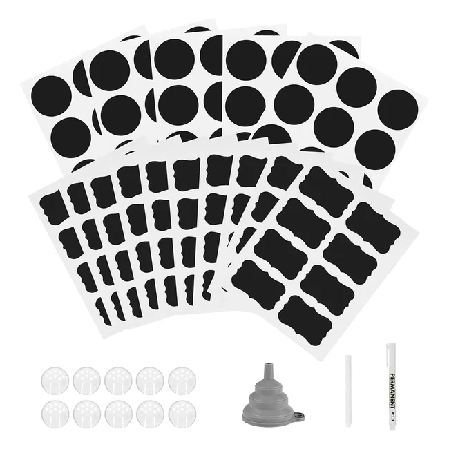 Miorkly Labels for Jars 155pcs - Waterproof Chalkboard Labels Set with Pen - Pantry Kitchen Spice Storage - Reusable