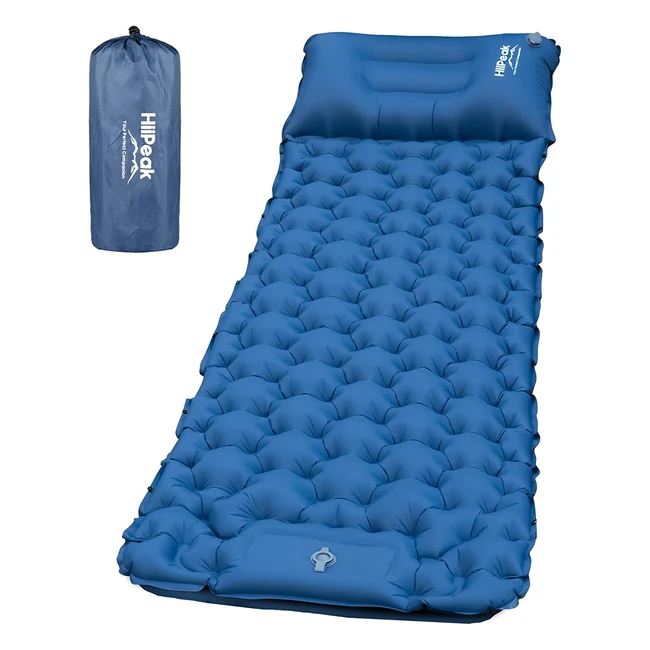 Matelas camping portable Hiipeak avec oreiller, pompe et tapis de couchage - Matelas gonflable ultraléger pour camping, voyage et randonnée