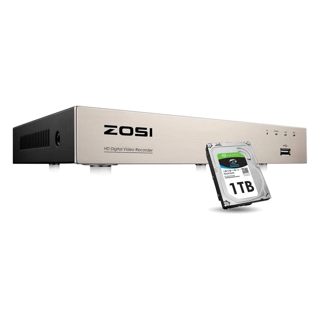 ZOSI 8CH H265 1080P DVR Recorder with 1TB Hard Drive - Motion Detection, Remote Access