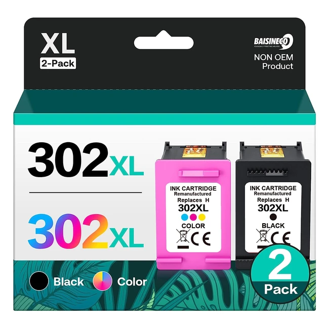 Baisineco 302XL Ink Cartridges - High Yield Remanufactured Combo Pack for HP Envy & Deskjet - Vivid Colors