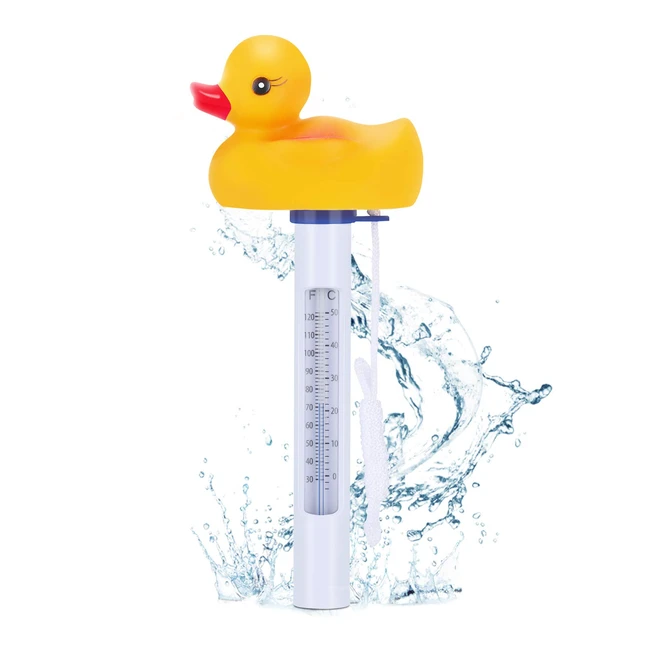 Thermomètre de piscine flottant Wostoo avec ficelle - Canard jaune - Pour piscines extérieures et intérieures