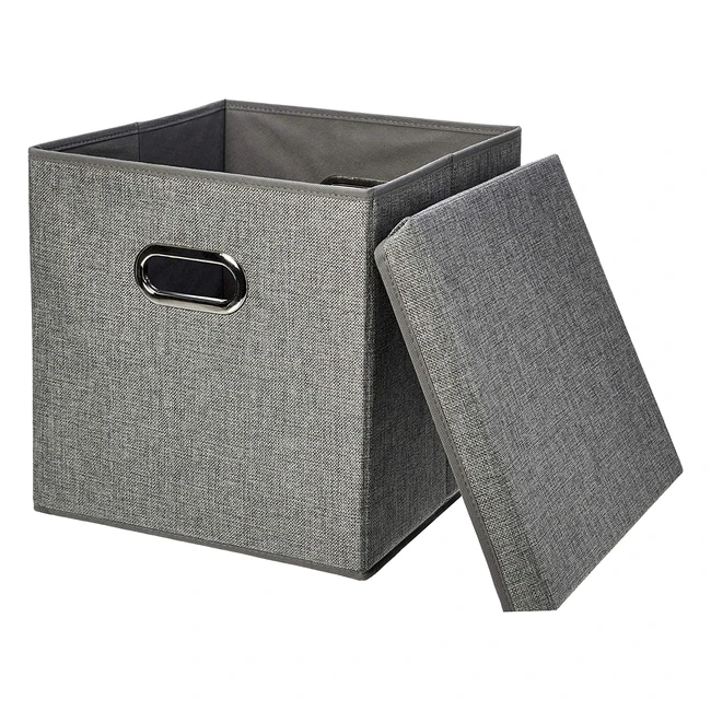 Amazon Basics Faltbare Aufbewahrungswürfel aus Sackleinen 2 Stück Grau - Geräumig & Stilvoll