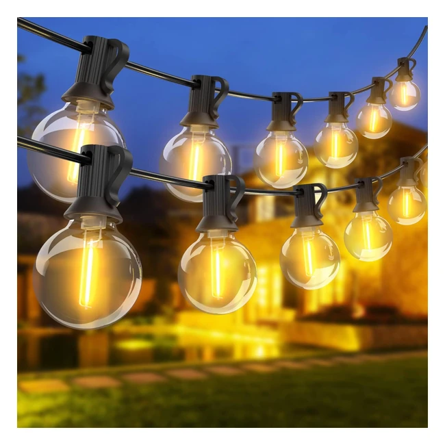 Woolmug Outdoor Fairy Lights 36m, LED G40 Globe Bulbs, Wasserdichte Retro-Fairy Lights für Garten, Warmweiß