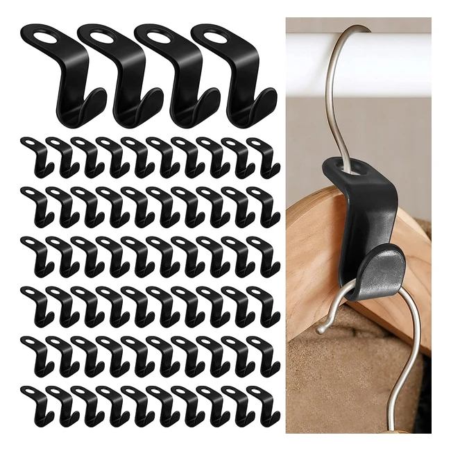 62 pces crochet cintres gain de place, connexion cintre, mini cintres en cascade, organisateur penderie, noir
