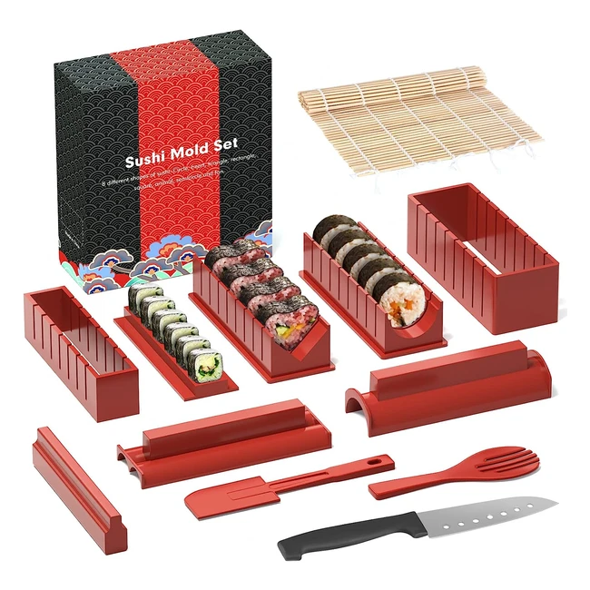 Kit de fabrication de sushis deluxe avec 12 pices - Marque Hi Ninger