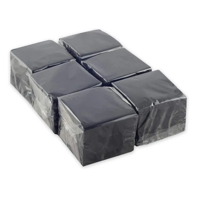Hostelnovo Pack of 600 Black Table Napkins - Disposable Paper - Micro Quilted - 