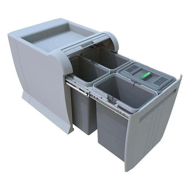 Elletipi City PTA 4045C - Pattumiera Differenziata Estraibile Grigio 35x47x44cm