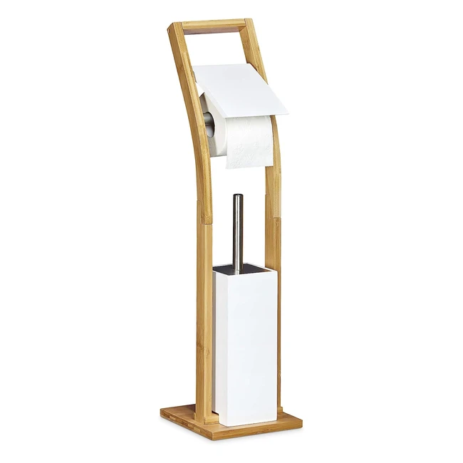 Portarrollos de Pie Relaxdays Bambú/Madera/Metal Marrón/Blanco 75x19x19cm