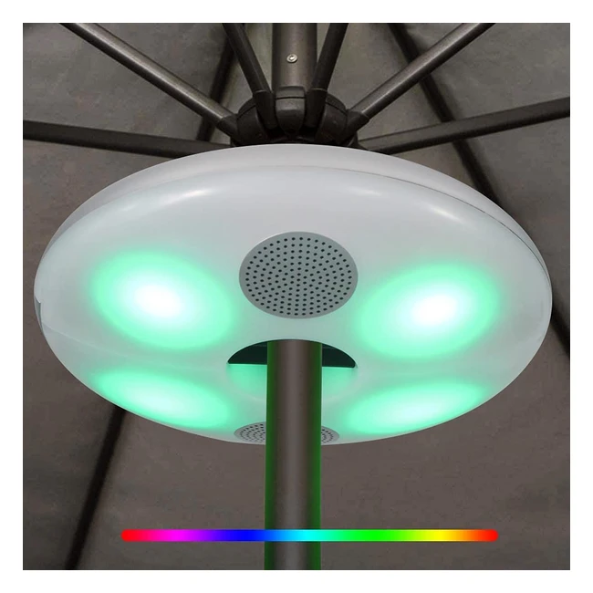 Luce Ombrellone LED Bluetooth Impermeabile IP65 - Ricaricabile USB - 7 Colori - 