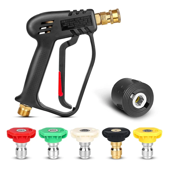 Pistola de Lavado de Alta Presión Qooltek con 5 Boquillas de Pulverización - ¡Limpieza Eficiente!