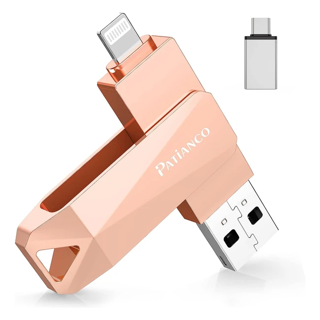 512GB Pendrive USB para iPhone Patianco MFI Certificado USB 3.0 Memoria Externa 3 en 1