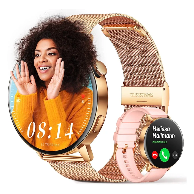 FMK Smartwatch Donna - Chiamate e Risposta Bluetooth - 132 HD Touchscreen - Trac