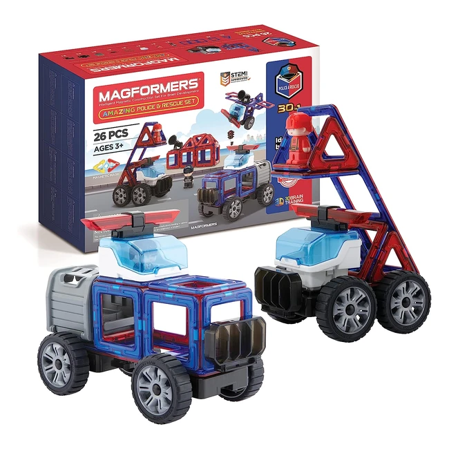 Jeu de construction magnétique Magformers Police et Sauvetage - STEM Toy - Enfants 4+