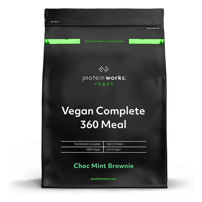 Protein Works Vegan Complete 360 Meal Shake - 100% Vegan Meal Replacement Powder - 20 Servings - Choc Mint Brownie