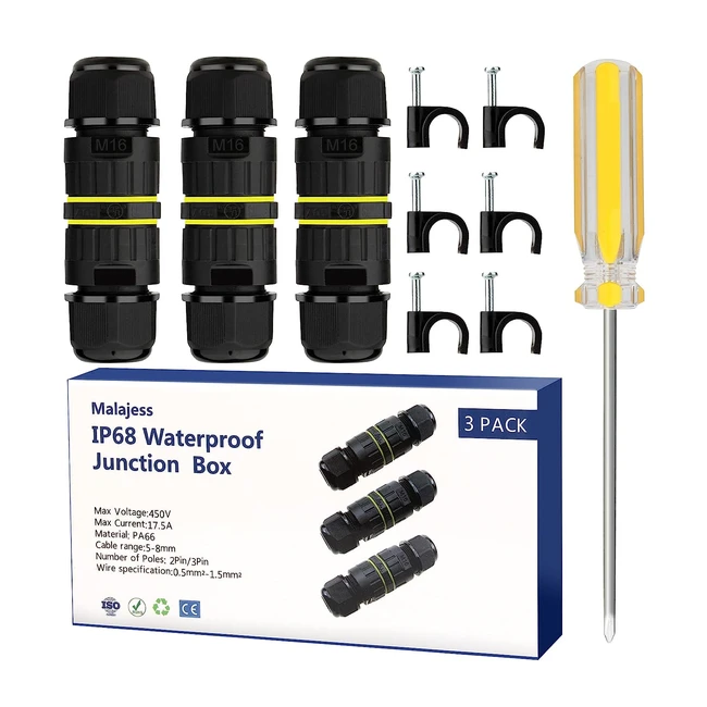 IP68 Waterproof Junction Box Outdoor Cable Connector Extension Electrical Cable 